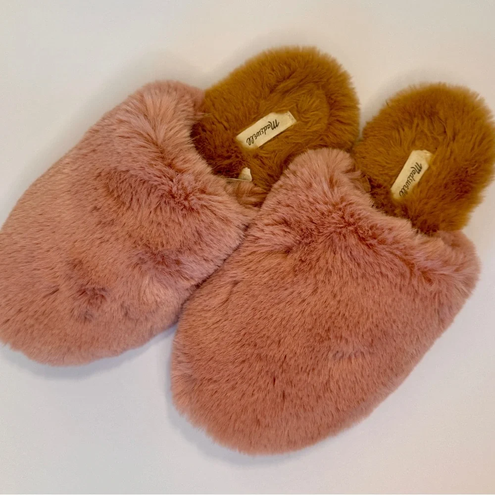 Madewell Pink Plush Faux Fur Slip-Ons - Picture 3 of 5